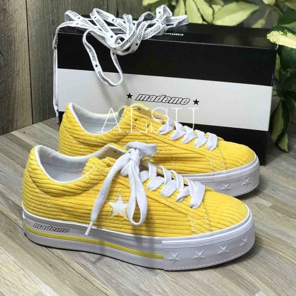 NWT Converse One Star Platform Ox Vibrant Yellow - Picture 4 of 7